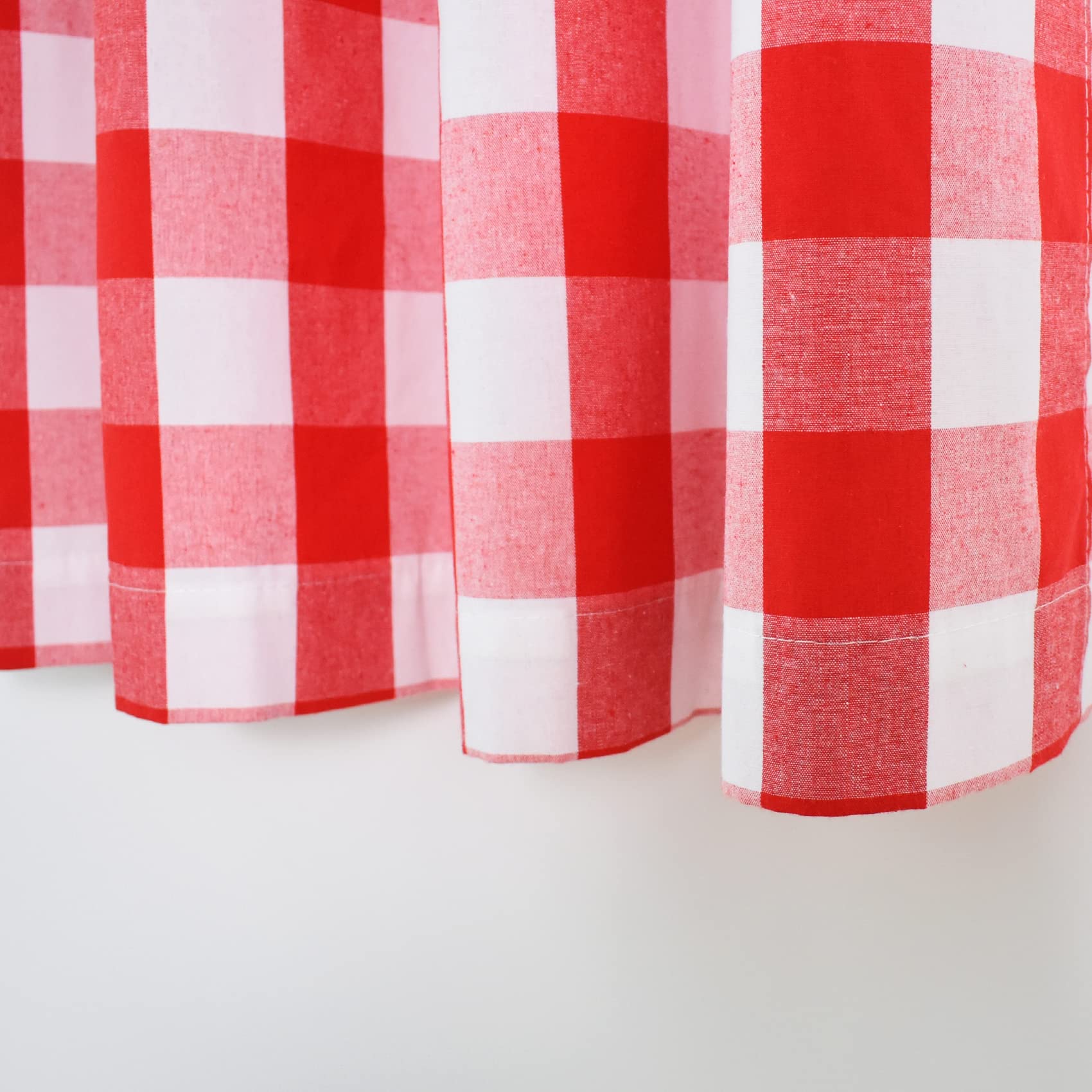 Amazon｜バッファローチェックカーテン 長さ72インチ コットン地下室赤